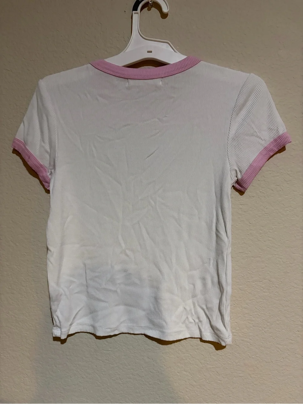 Popular 21 Girls L 14 Y2K Rhinestone Teddy Bear Baby Tee Pink Ringer Top